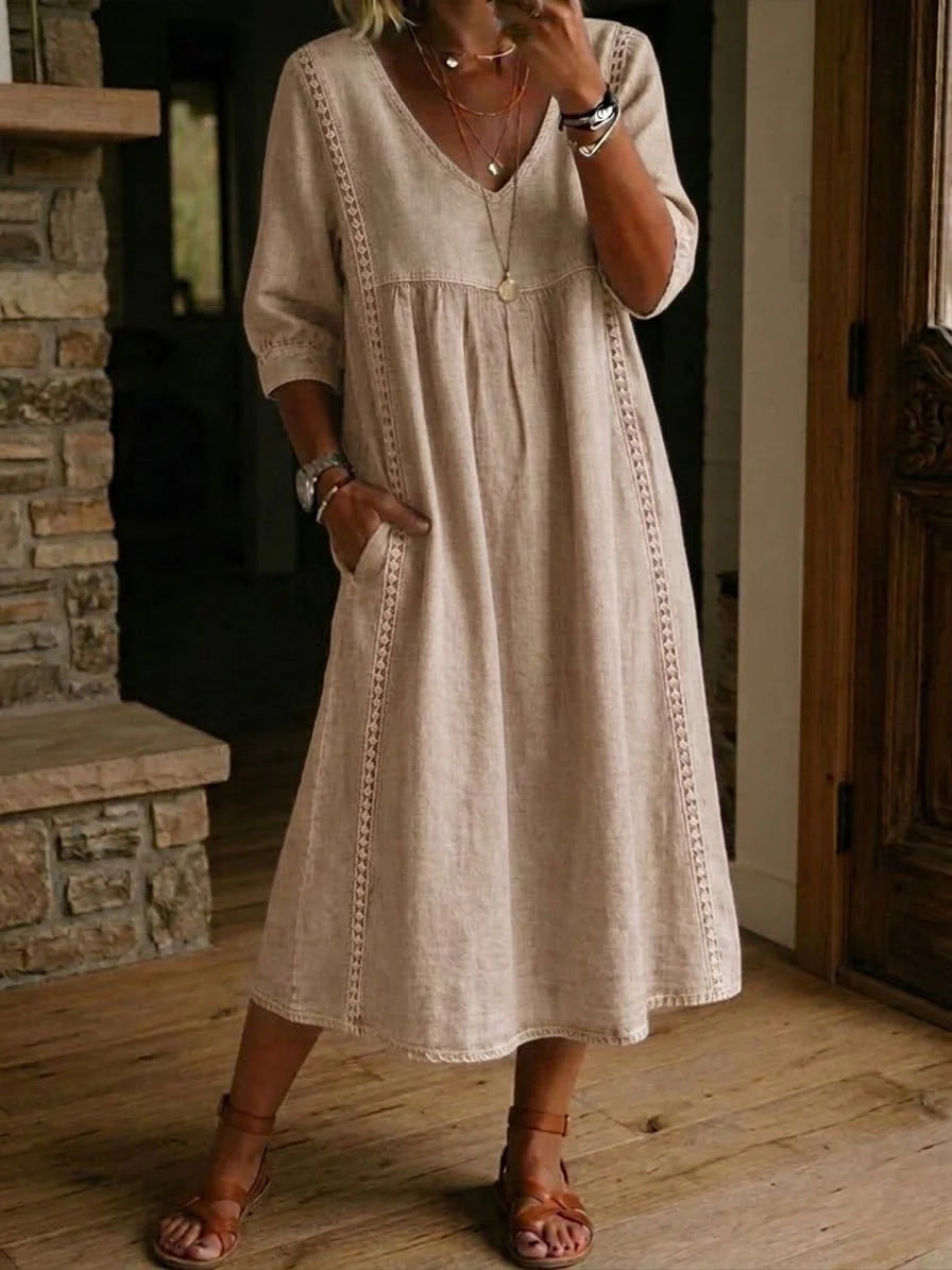 LAST DAY SAVE 50% ⏰Casual Loose-fitting Denim Dress With Lace Trim