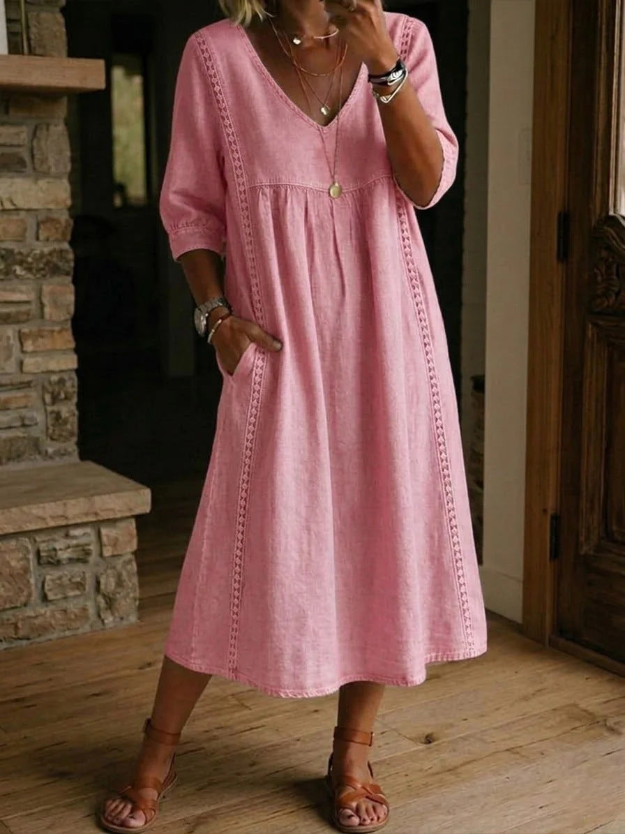LAST DAY SAVE 50% ⏰Casual Loose-fitting Denim Dress With Lace Trim