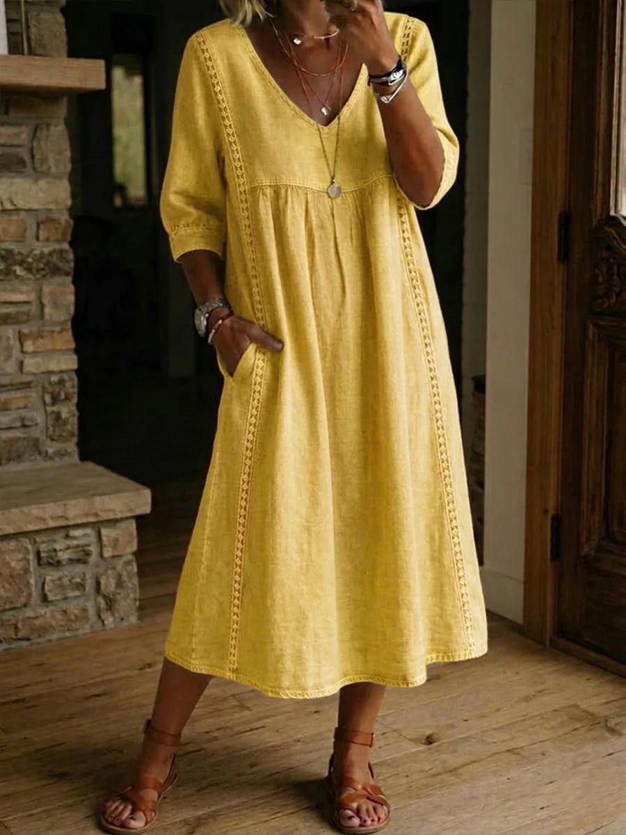 LAST DAY SAVE 50% ⏰Casual Loose-fitting Denim Dress With Lace Trim